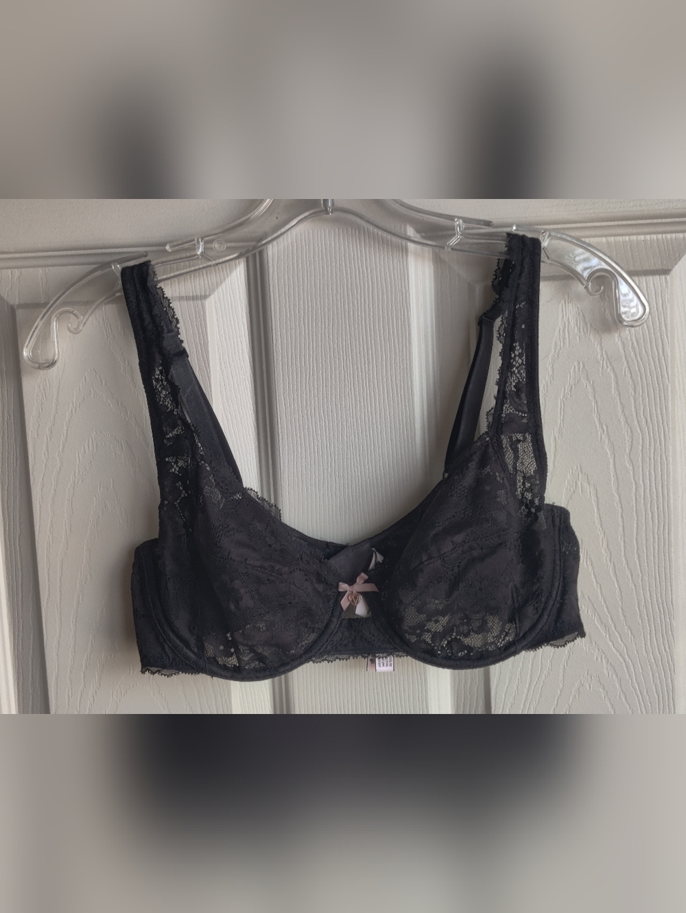 Victoria's Secret Black Lace Underwire Bra with Pink Bow